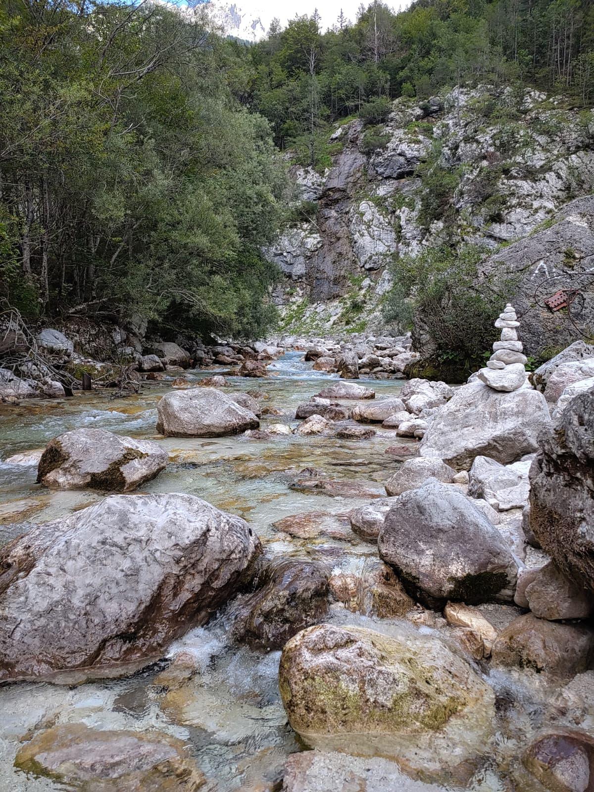 River Soca with rocks
