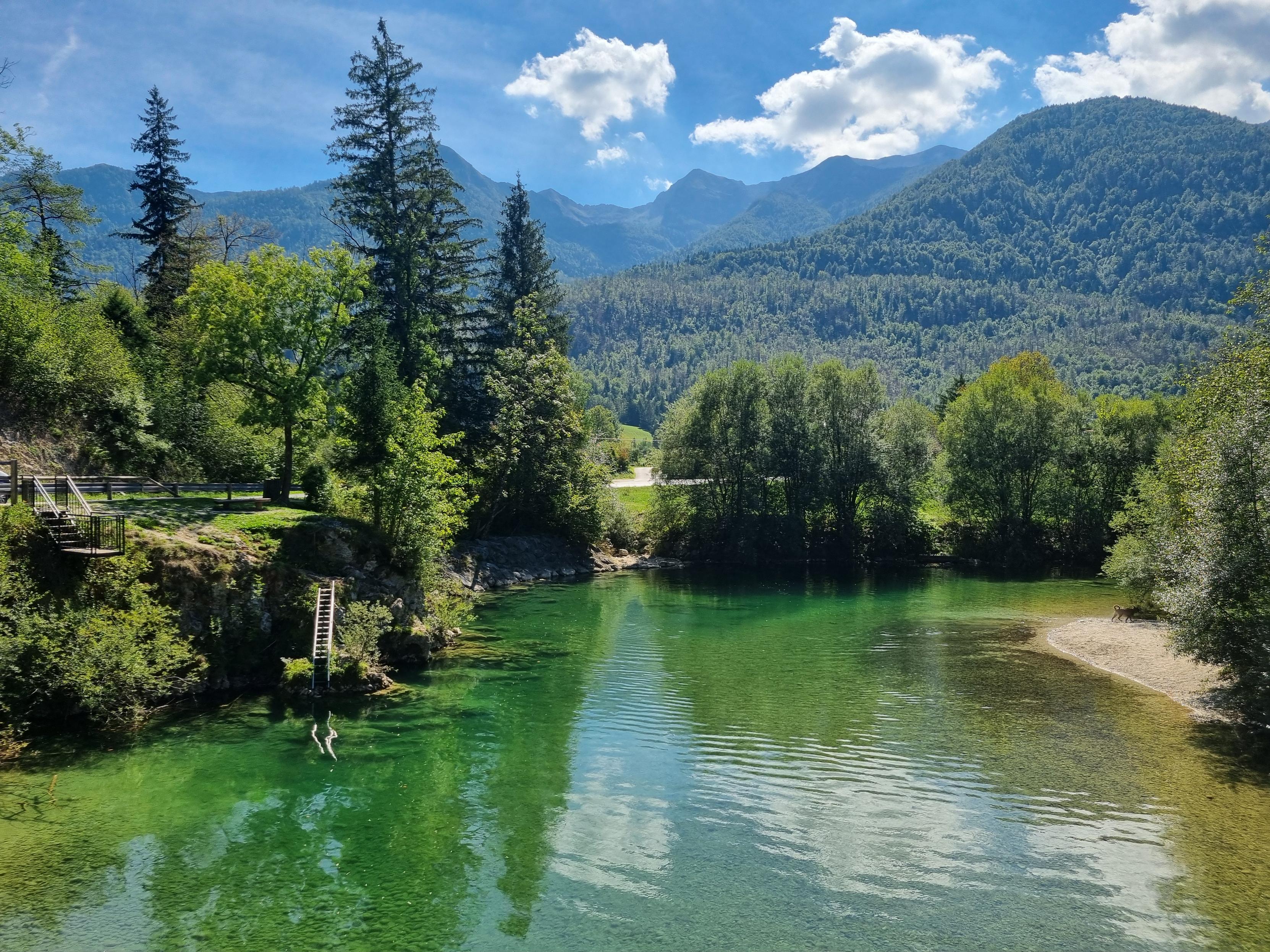 River with mountains in the background