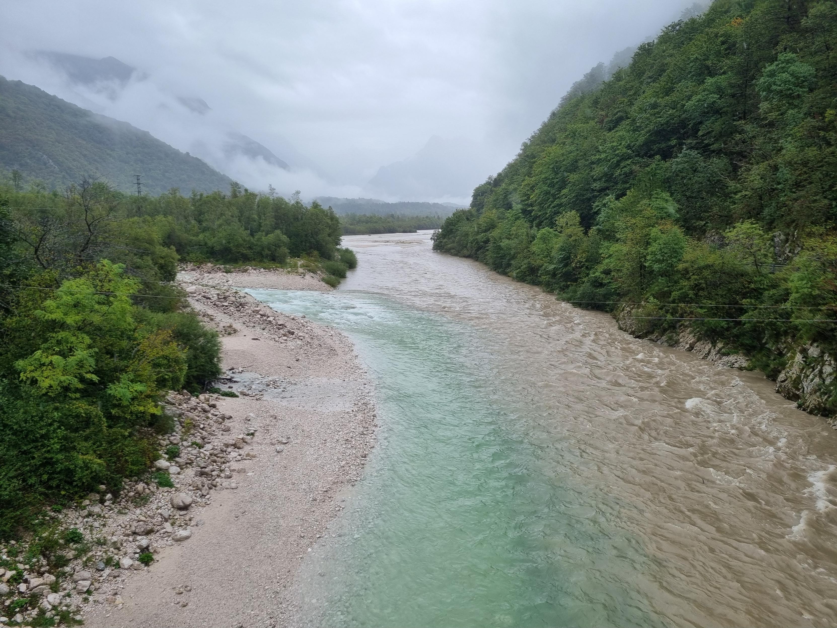 Soca valley with high water and rain
